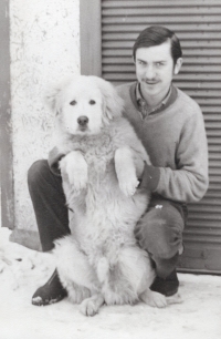 Josef Grobelný with his dog Tarzan