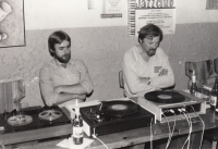 Milan Linhart (left) with Karel Koštejn at the M-Club in Karlovy Vary, 1970s
