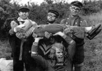 A friend's wedding; the witness is holding the bride; likely 1972