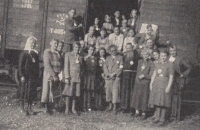 Deportation of Germans from the Nový Jičín region, people from one of the wagons
