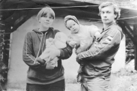 A witness with his wife Rut and two children, from left Ester and Noemi, Pardubice 1984