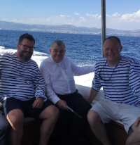 S kardinálem Dominikem Dukou a Zdeňkem Bergmanem na dovolené v Chorvatsku, 2017