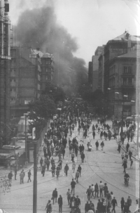 View from Jindřiška Pejcharová's office on August 21, 1968. Photo: František Nosek
