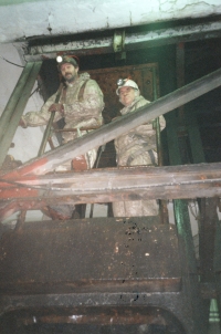 Josef Grobelný (on the right) at work at the Doubrava-Sever mine