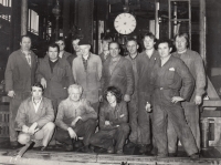 Narcis Tálský jako zaměstnanec podniku ŽĎAS, 70. léta, na fotce druhý zprava