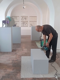 From the installation of the exhibition Ilja Bílek - News, 2023 Museum of Šumava in Sušice