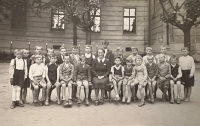 School in Sadská, 1939-1940, fifth from the right, bottom row