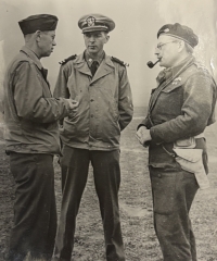 Tri duby Airport during the Slovak National Uprising, SNP supply, Jaroslav Mičan, uncle of the witness Jiří Petz, pictured left, 1944
