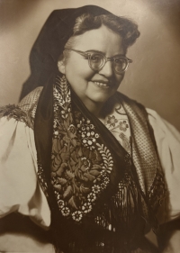 Milada Petzová, mother of Jiří Petz, in costume, 1954