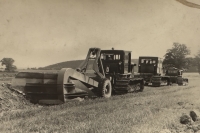 Drainage plough in action, 1956 - day of agricultural technology in Volary