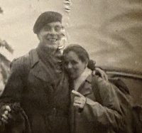 Jiří Petz with his wife Květa Petzová after their wedding, 1957