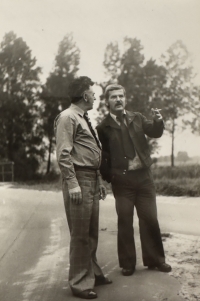Josef Pavlík (left) with ing. Walter, GDR, 1973, Cottbus - Spreewald