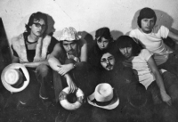 Bernardýn Theatre at the ZUČ festival. From left V. Bittner, V. Burian, K. Kubíková, J. Lamač, L. Šenkyřík, O. Fogl, autumn 1976
