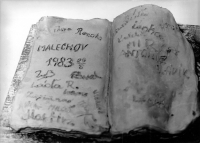 Fotografie z výstavy Renaty Bretové a happeningu v Malechově, 20. srpna 1983