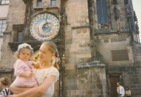 With daughter Anastasia, Prague, 1993