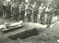 Funeral of his friend Martin Kopaničák, who fell at Dunkirk