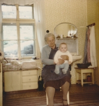 The witness with her great-grandmother, Želevčice, April 1966