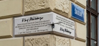 Memorial plaque for Dr. Josef Mühlberger on the former German Gymnasium building in Trutnov


