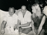 Vladimír Trlida, Stanislav Devátý and Vaclav Vaculík at the US Friends Association to celebrate the anniversary of Independence Day on July 4, 1988, on Napedla.