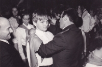 Pioneer scarf giving, 1974