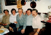 Milan Ptáček (far right) with his mother Františka and brother Ivan and his half-siblings Milada and Vladislav