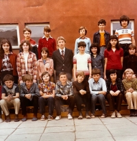 Primary school Mikulova, Prague. Class teacher Ladislav Špaček, later spokesman for V. Havel, David A. Vedral 2. top right