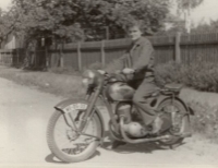 Eliška Melounová on a motorcycle