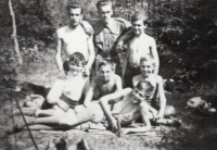 Scout troop; Eliška Melounová's brother Václav Přaslička is top right