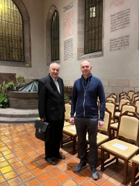 With son Petr, Bethlehem Chapel, Prague, 25 November 2025