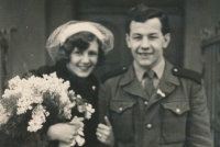 Marie Bílková's wedding with Miroslav Hasa, 1953