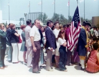 Josef Šedivec in a white shirt on the day he was granted U.S. citizenship in 1975 during a ceremony called naturalization