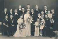 Vladimíra Čermáková at a wedding of friends, the smallest girl in the front, 1944