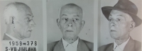 Fotografie Josefa Bartíka st. z doby vyšetřování Státní bezpečností, fotka je součástí vyšetřovacího spisu V-1687 BN z ABS ČR, 1959