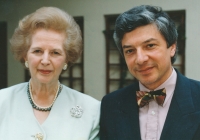 With Margaret Thatcher, 1996