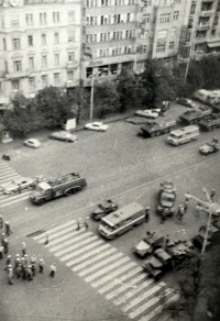 Pohled ze střechy Lucerny, výročí okupace 21. srpna 1969