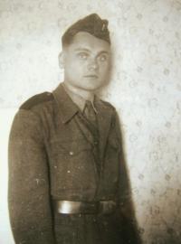 Husband Jiří Hovorka in the battle dress