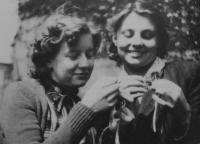 1954 - with her friend Irena Neuhauserová in Liberec during their studies