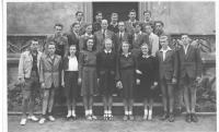 At secondary school - Mr. Hradec in the second row, to the left of the professor