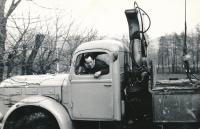 Miroslav Hampl as a driver in construction company (1960)