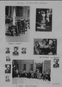 výběr fotek (partyzáni, Prostějov 9.května 1945,vpravo nahoře Bedřich Hájek s kamarádkou)