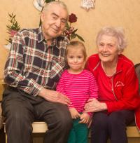 Brigita with Emil and their great-grandniece Kačenka, 2016