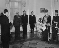 Trubáček accompanying an Egyptian ambassador to the first audience with the president Gottwald in 1949