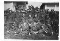 Artillery battery - Černovec 1945 (Vasil Derďuk in the top right, second from the right)