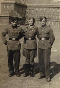 In Prague, 1945- from left: Jaroslav Vosáhlo (a cousin), Marie Králová, Mirek Jarý (her brother)