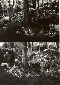 1969, leden, hrob Jana Palacha, Praha, Olšanské hřbitovy