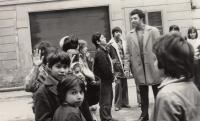 With a Roma scout club, 1975