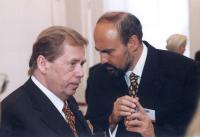 Tomáš Halík with Václav Havel at the Prague Castle in 1999