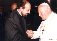 Tomáš Halík with the pope John Paul II. in 1997