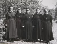 The provincial administration of the Congregation of Sisters of Charity of the Holy Cross in 1971: S. Alena Tkadličková, S. Pavla Křivánková, S. Salesie Bínová, provincial superior S. Benediktína Horáková, S. Bernadette Růžičková