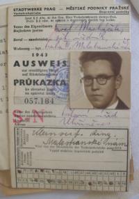 Pavel Macháček and his card of traffic in  Prague in 1939